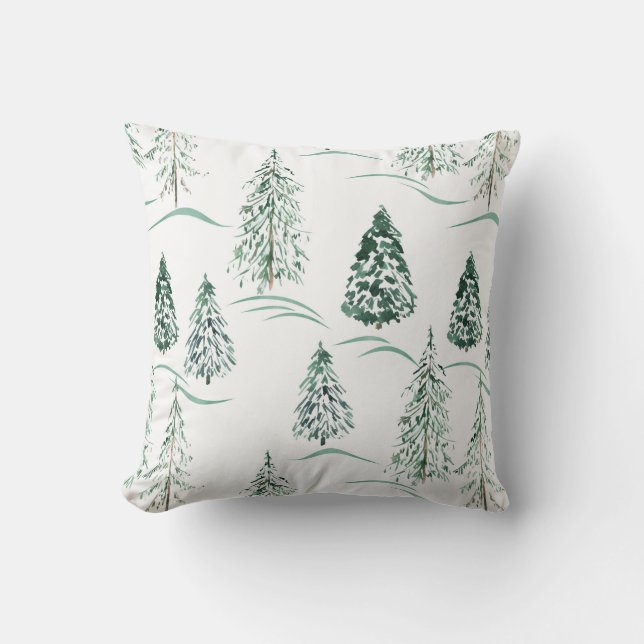 Coussin Noël, épinette, arbre de Noël, forêt, neige, (Recto)
