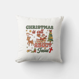 Coussin Noël est tout sur Jésus Santa Traîneau Renne