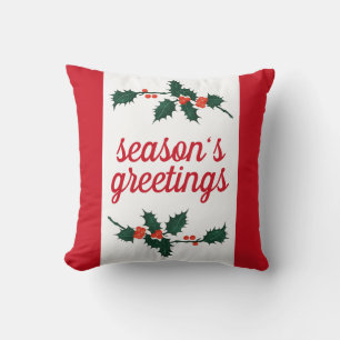 Coussin Noël Festive Holly Berries Bonnes Fêtes