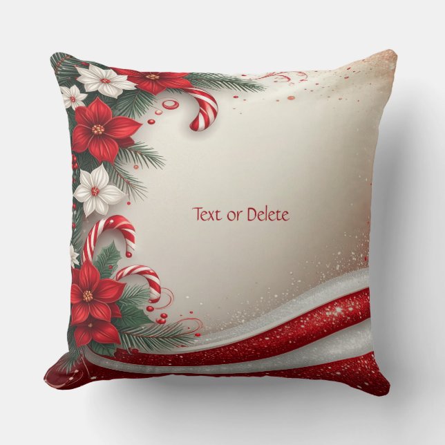 Coussin Noël Floral Sucres de canne Vacances Jeu d'oreille (Recto)