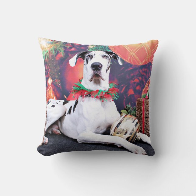 Coussin Noël - harlequin great dane - baron (Recto)