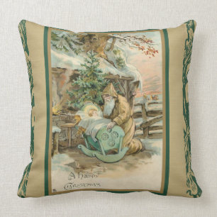 Coussin Noël heureux Jésus le père noël Manger