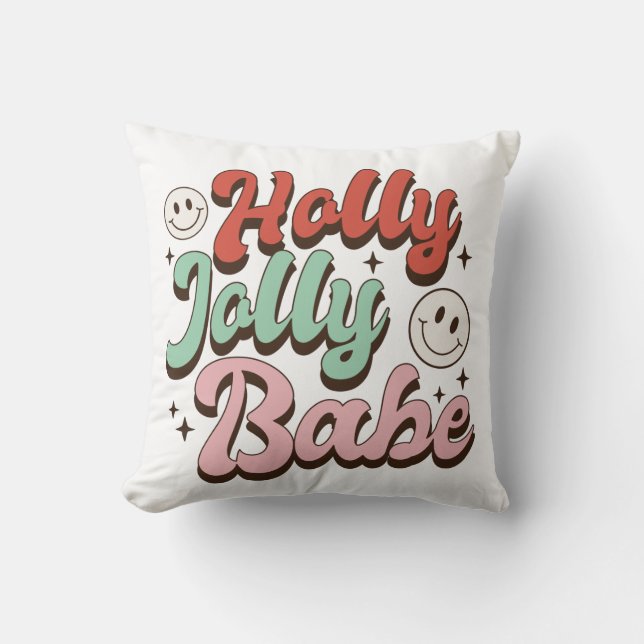 Coussin Noël Holly Jolly Babe (Recto)