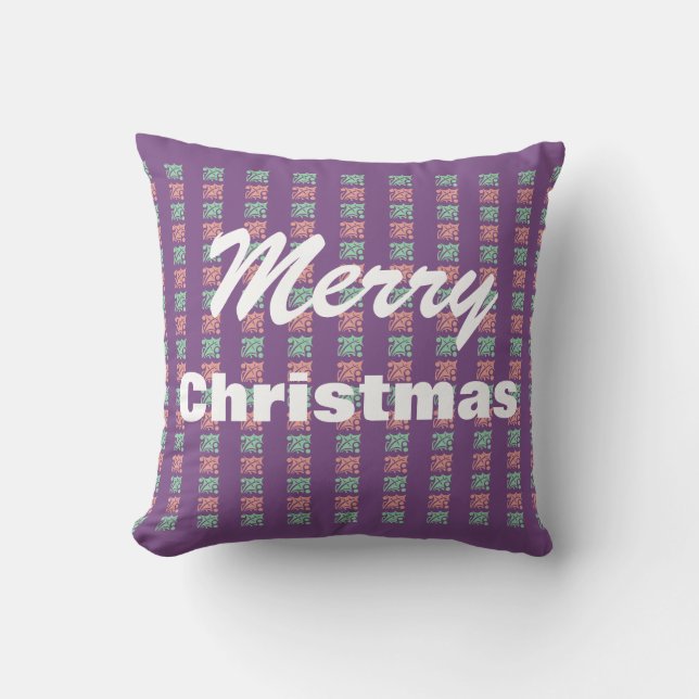 Coussin Noël Holly Red Green Purple À damiers (Recto)