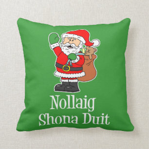 Coussin Noël irlandais Père Noël de Nollaig Shona Duit