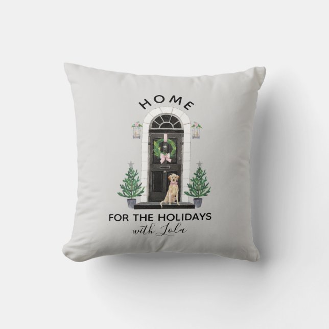 Coussin Noël jaune de vacances de labrador retriever de (Recto)