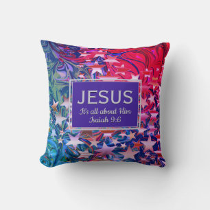 Coussin Noël   JESUS   Ésaïe 9:6   ABSTRAIT   PURPLE