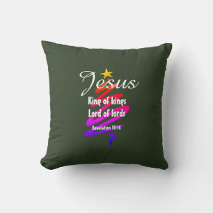 Coussin Noël JÉSUS SEIGNEUR DES SEIGNANTS Customisé VERT
