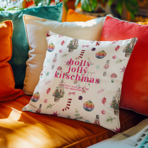 Coussin Noël Kitsch Rétro Fêtes de fin d'année Holly Jol