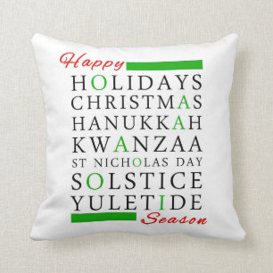 Coussin Noël Kwanzaa Hanoukka Solstice Yuletide