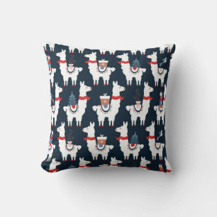 Coussin Noël lamas sans couture motif
