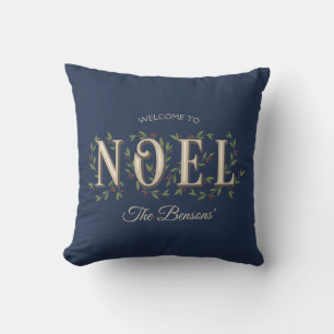 Coussin Noel Lettres décoratives Marine Bleu SVG Noël