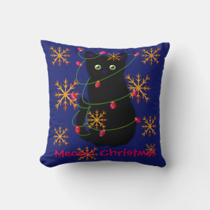 Coussin Noël Meowy Cadeau amoureux des chats chat noir