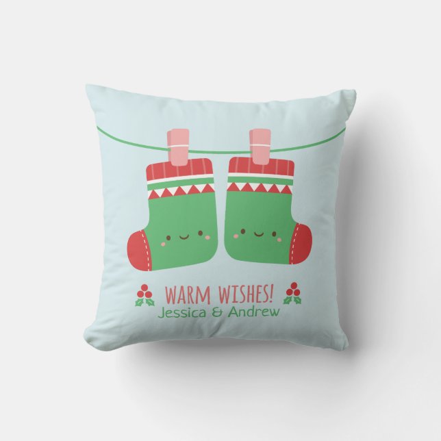 Coussin Noël mignon cogne le décor chaud de pièce de (Recto)