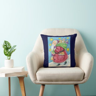 Coussin Noël mignon, Père Noël avec chatons et chats !