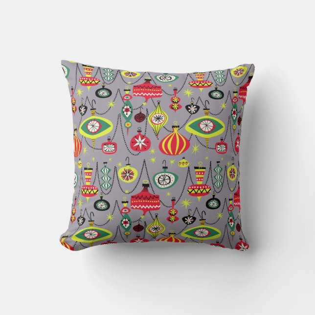 Coussin Noël moderne de la moitié du siècle atomique des (Recto)