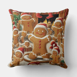 Coussin Noël Motif de pain d'épices décoratif