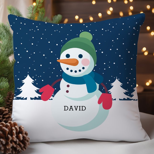 Coussin Noël personnalisé de bonhomme de neige (Créateur téléchargé)