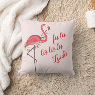 Coussin Noël Personnalisé Flamant rose Tropical Rose