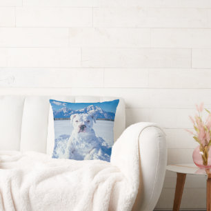 Coussin Noël Pitbull Chien Snowman