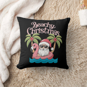 Coussin Noël Plage Tropicale Vacances Santa Plage