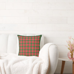 Coussin Noël Plaid rouge vert