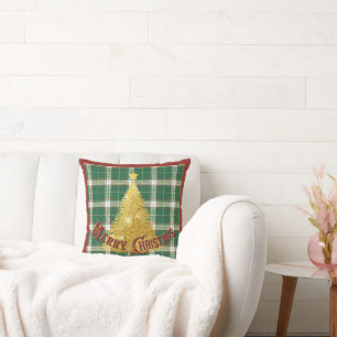 Coussin Noël plaqué avec Arbre d'or