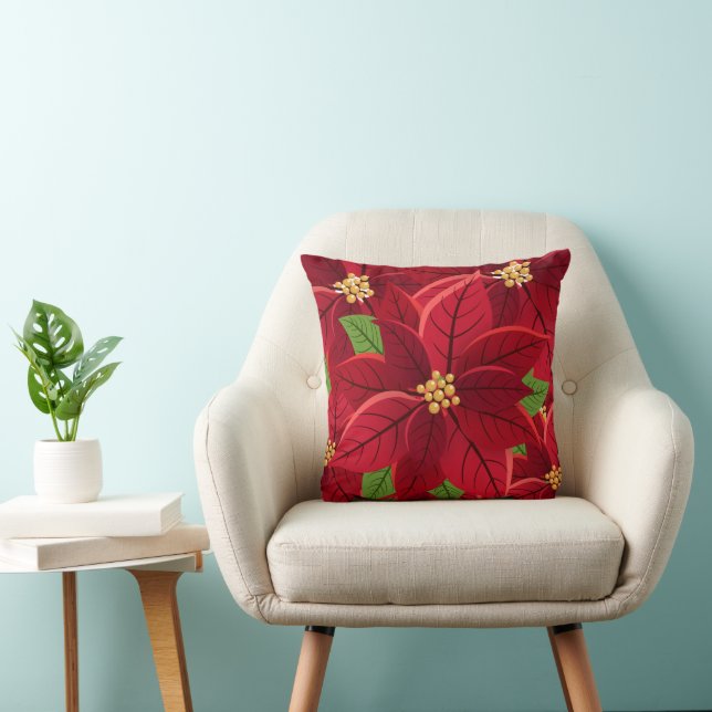 Coussin Noël Poinsettia (Chaise)