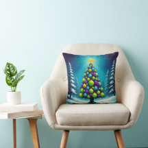 Noël Pop Art avec Néon Vert Bleu Violet