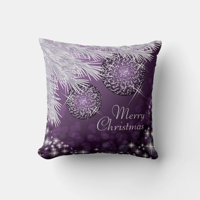 Coussin Noël pourpre et blanc (Recto)