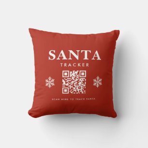 Coussin Noël QR Code Père Noël Tracker Rouge
