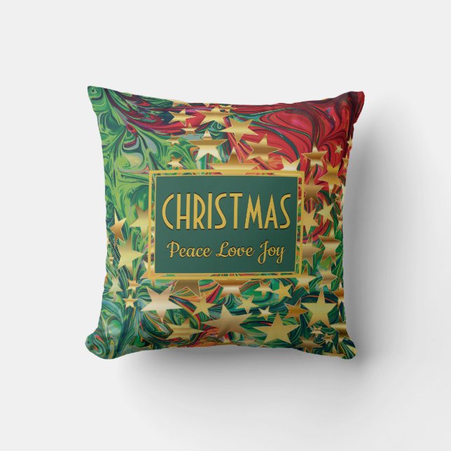 Coussin NOËL Retro Paix Amour Joie Vacances (Recto)