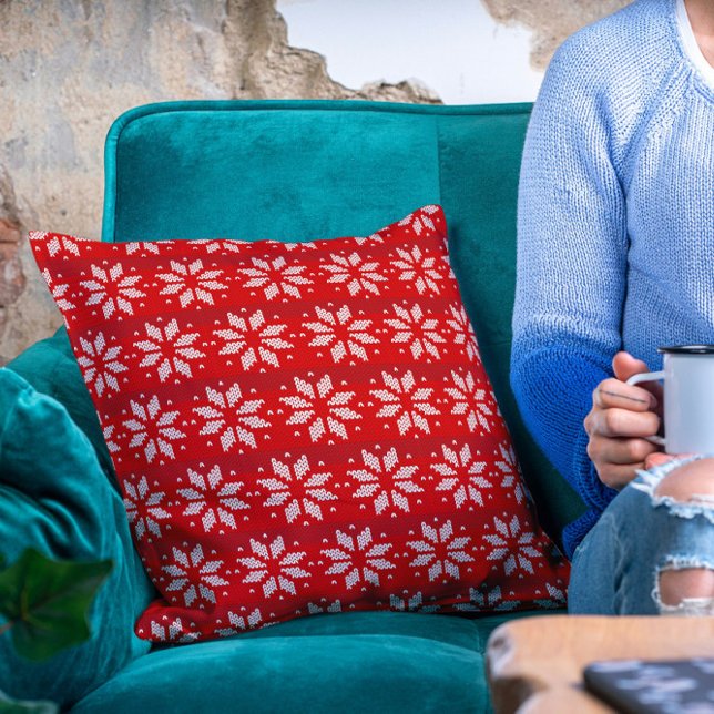Coussin Noël Rouge Blanc Vacances Vacances Knit Flèches ne (Créateur téléchargé)