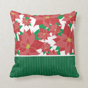 Coussin Noël rouge de poinsettia