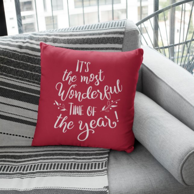 Coussin Noël Rouge Le plus merveilleux moment de l'année (Créateur téléchargé)