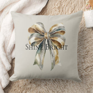 Coussin Noël Russe Blanc Bow Or Vert