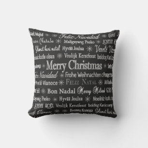 Coussin Noël Salutations Multiples Langues Tableau