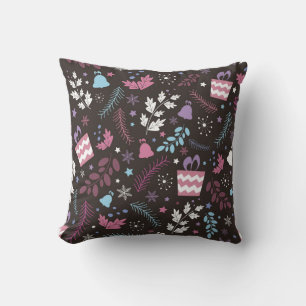 Coussin Noël sans couture motif avec arbre, neige, cadeau