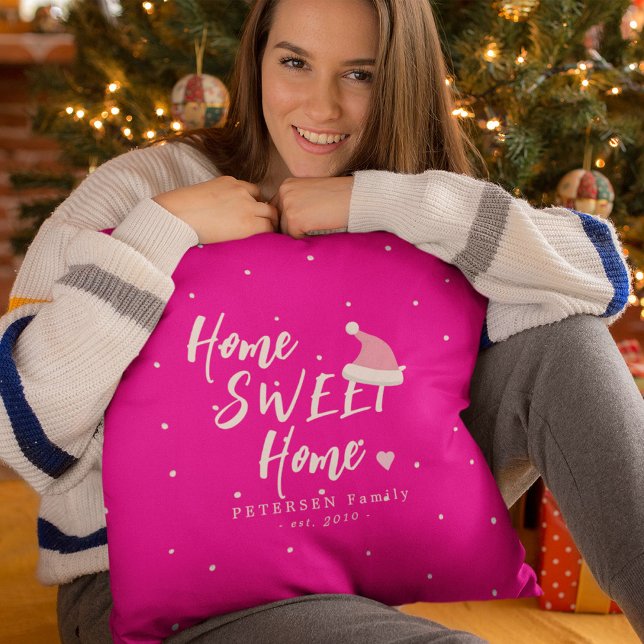 Coussin Noël Santa Chapeau maison doux nom de famille (Créateur téléchargé)