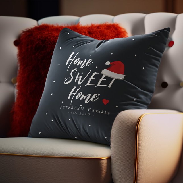 Coussin Noël Santa Chapeau maison doux nom de famille (Créateur téléchargé)