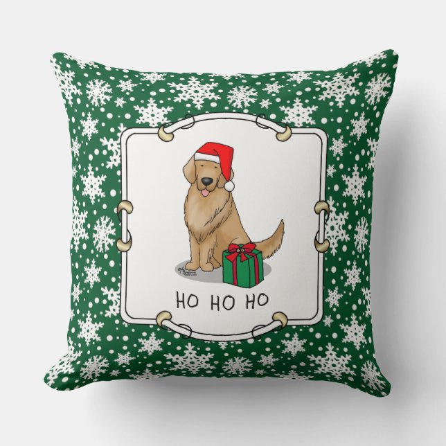 Coussin Noël Santa Claus Golden Retriever Chien mignonne (Recto)