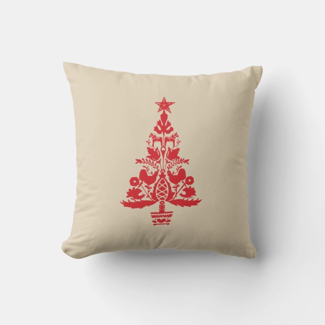 Coussin Noël scandinave rouge orange nordique (Recto)