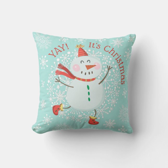 Coussin Noël Snowman YAY C'est Noël mignon (Recto)
