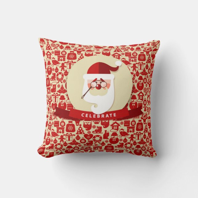 Coussin Noël unique en son genre avec Père Noël (Recto)