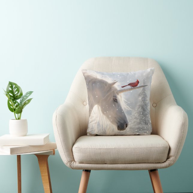 Coussin Noël Vacances Unicorne Hiver Magica (Chaise)