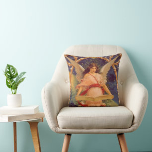 Coussin Noël Vintage, Ange Victorien Lecture Bible
