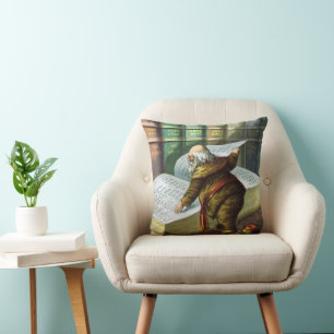 Coussin Noël vintage, le Père Noël et ses œuvres