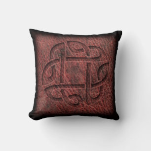Coussin Noeud céleste rouge en cuir