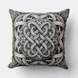 Coussin Nœud celtique noir et blanc détaillé 0001