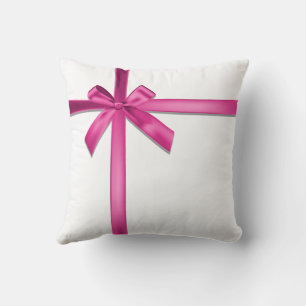 Coussin Nœud en ruban de satin rose pastel